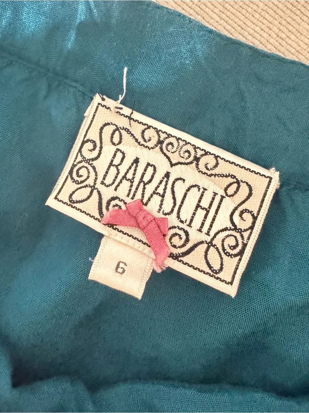 Yoana Baraschi Teal Skirt with Gold Floral Embroidery Size 6